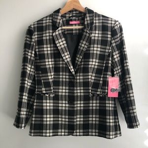 NWT Isaac Mizrahi black plaid blazer size 4